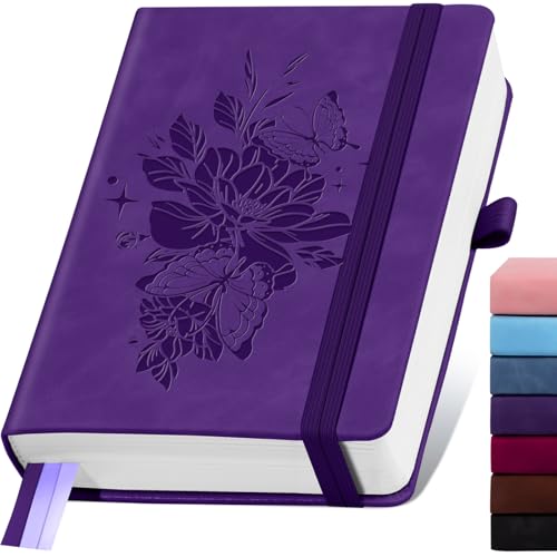Blank Journal Notebook 365 Pages, A5 Leather Sketch Book for Drawing Women & Men, Hardcover Notebook with 100GSM Thick Paper, Sketchbook for Travel, Work, School, Note Taking - color: Purple, size: Blank-A5