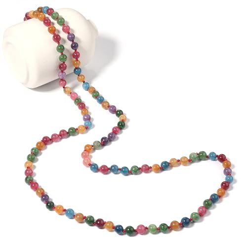 Beaded Necklace Hand Knotted for Woman - color: Tourmaline 1