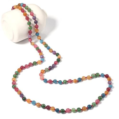 Beaded Necklace Hand Knotted for Woman - color: Tourmaline 1