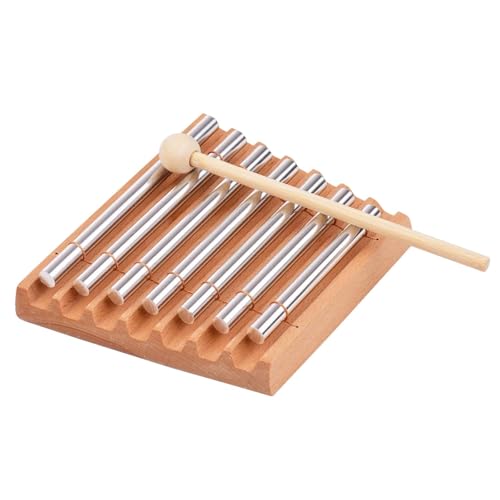 Meditation Chime Wooden Chimes Hand Chime with Mallet for Yoga Office Relaxing Sound, 7 Tone