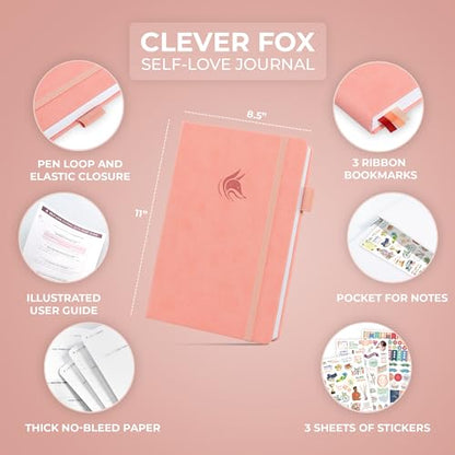 Clever Fox Self-love Journal – Guided Self-Discovery Log for Self-care, Reflection & Self-help, Mental Health, Gratitude & Mindfulness (Peach Pink) - color: Peach Pink