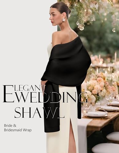PULI Women's Pashmina Shawl Wraps for Evening Dress Large Scarf Blanket Long Wedding Bridal Winter Warm Shoulder Wrap - color: Black