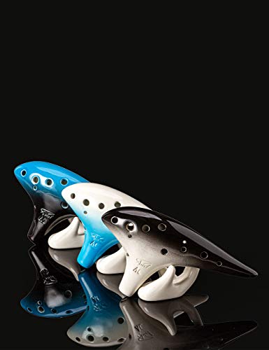 “Ocean Notes” 12 Hole Sweet Potato Ocarina Graceful Shape Pottery Ocarina in Alto C - style: Night Blue