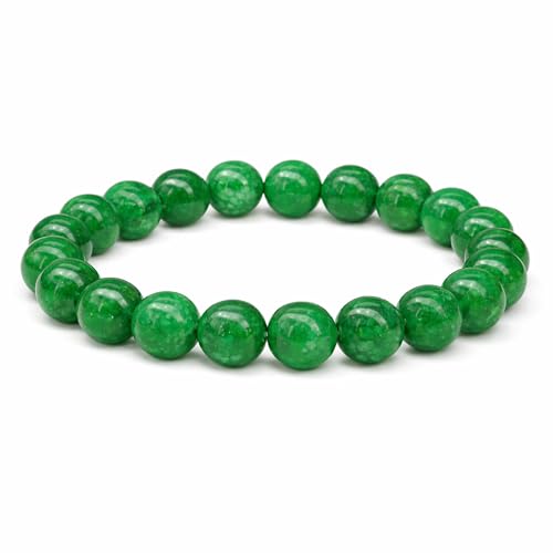 Elm City Direct 8mm Natural Stone Beaded Bracelet – Unisex Crystal Stretch Bracelets for Men & Women, Chakra & Healing Jewelry, Gift-Ready Beaded Bracelets - color: Jade