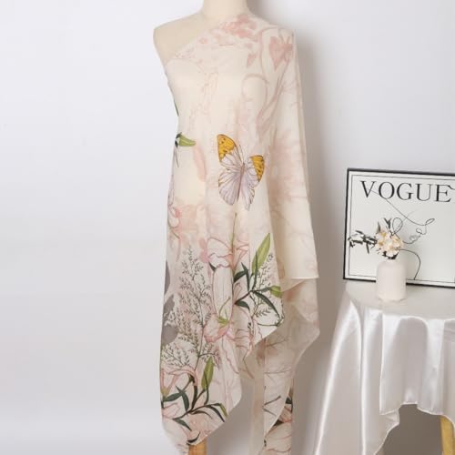Cashmere-soft Mercerized wool Shawl Pashmina Lightweight Travel Wrap & Evening Scarf |Office |Wedding - color: Butterfly Lily Beige