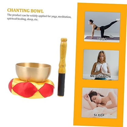 1set Tibetan Singing Bowl Yoga Meditation Tool Chime and Mallet Offering Bowl for Meditation and Relaxation