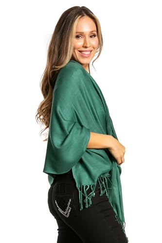 Sakkas 78" X 28" Rayon from Bamboo Soft Solid Pashmina Feel Shawl/Wrap/Stole - color: Forest Green