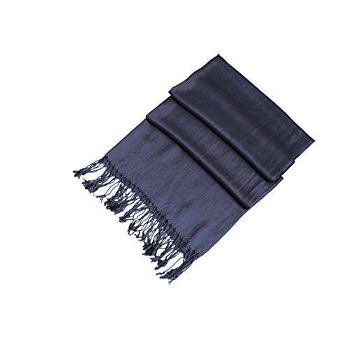 Sakkas Large Soft Silky Pashmina Shawl Wrap Scarf in Solid Colors - color: Navy