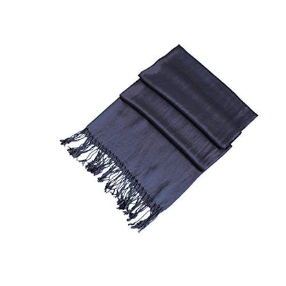 Sakkas Large Soft Silky Pashmina Shawl Wrap Scarf in Solid Colors - color: Navy