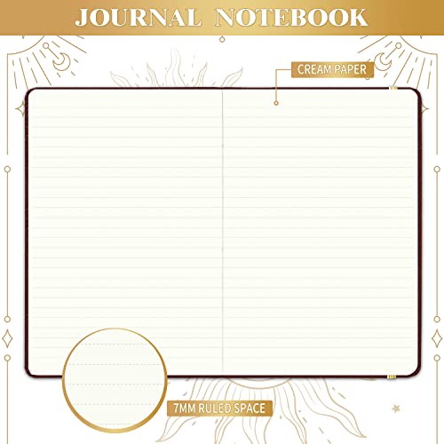 Artfan Ruled Notebook/Journal – Premium Thick Paper Faux Leather Classic Writing Notebook with Pocket + Page Dividers Gifts, Banded, Large, 144 Pages, Hard Cover, Lined (5.8 x 8.4) - Burgundy - color: RED