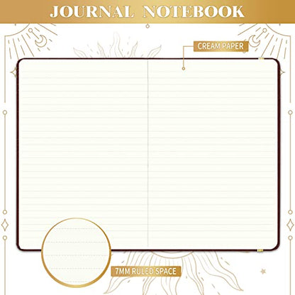 Artfan Ruled Notebook/Journal – Premium Thick Paper Faux Leather Classic Writing Notebook with Pocket + Page Dividers Gifts, Banded, Large, 144 Pages, Hard Cover, Lined (5.8 x 8.4) - Burgundy - color: RED