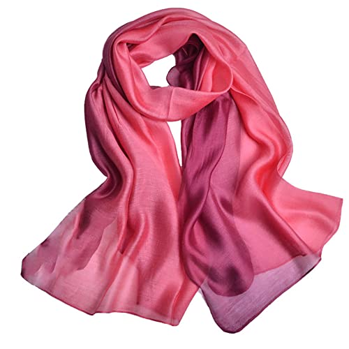 Cotton Silk Scarf Elegant Soft Wraps Color Shade Scarves for Women - color: Gradient - Watermelon Red