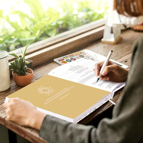 Lanpn Daily Gratitude Journal for Woman Men, 4 Month Affirmation & Mindfulness Planner, 7.8"x9.2" The 5 Minute Grateful Diary, Guided Reflection with Positivity Prompts & Quotes Undated Notebook - color: Purple Flower
