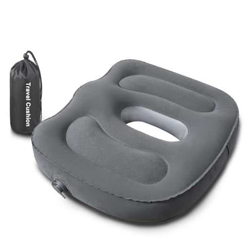 Sondor Travel Cushion,Air Seat Cushion,Evolution Cushion Portable & Lightweight Inflatable Seat Cushion - Ideal for Airplane Chairs, School Bleachers, Stadium Seats, and Wheelchairs (Gray) - color: Gray