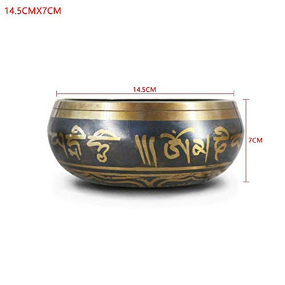 Tibetan Singing Bowl Buddhism Meditation Bell Hand Hammered Buddhist Brass Bowl (14.5CMX7CM) - size: 14.5CMX7CM
