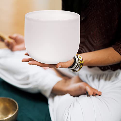 TOPFUND G Note Crystal Singing Bowl Throat Chakra 8" with Heavy Duty Carrying Case and Suede Mallet - color: G Note, size: 8 inch