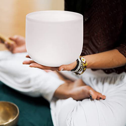 TOPFUND G Note Crystal Singing Bowl Throat Chakra 8" with Heavy Duty Carrying Case and Suede Mallet - color: G Note, size: 8 inch