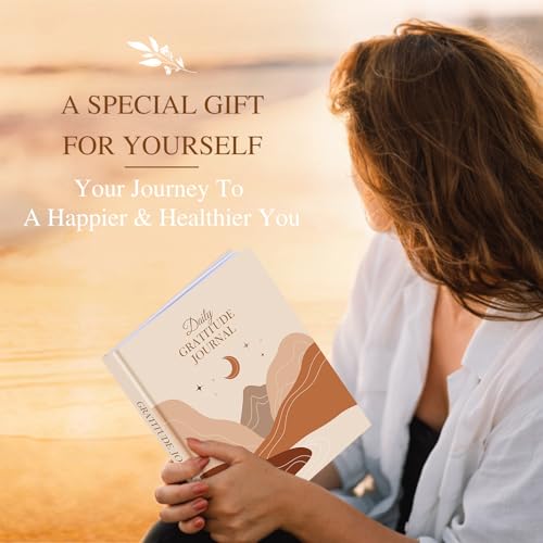 Lanpn Daily Gratitude Journal for Woman Men, 4 Month Mindfulness & Affirmation Planner, 7.8"x9.2" The 5 Minute Grateful Diary, Guided Reflection with Positivity Prompts & Quotes Undated Notebook - color: Moon