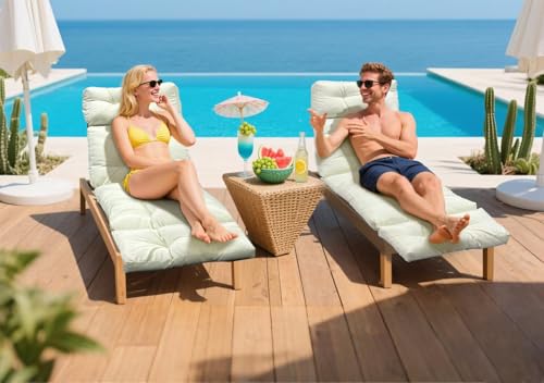 Outdoor Chaise Lounge Chair Cushion 75.1 x 23.6 x 4.7in, Waterproof Replacement Cotton Patio Thickened Pool Lounge Chair Cushion with Ties for Patio Outdoor Furniture,Beige - color: Beige