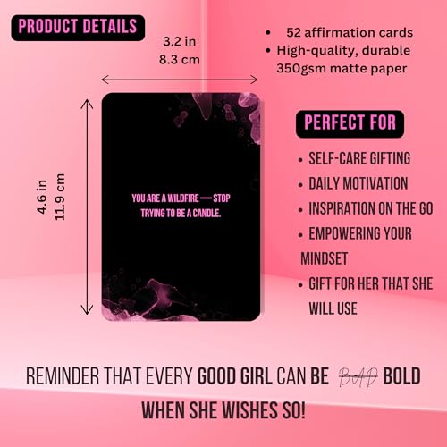 Affirmation Cards for a Good Girl Gone Bold - 52 Affirmation Cards for Women - Self Care Gifts for Women - Mindfulness Card - Positive Affirmations Cards - Small Valentine Gifts