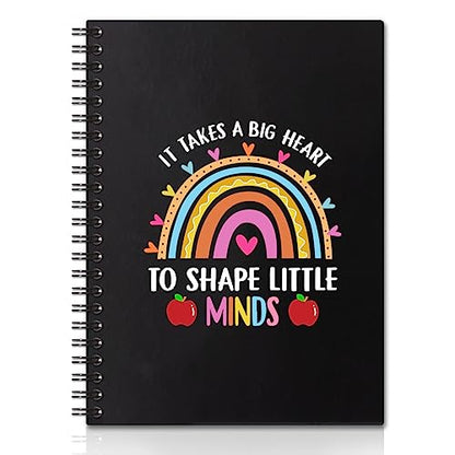 It Takes A Big Heart Hardcover 160 Pages Spiral Notebooks 6x8 Inches for Writing and Drawing, Funny Rainbow Black Journal Or Diary Gift For Teacher, Childminder and Teaching Assistant