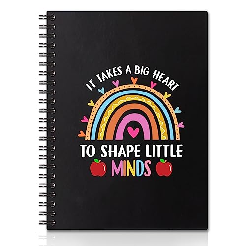 It Takes A Big Heart Hardcover 160 Pages Spiral Notebooks 6x8 Inches for Writing and Drawing, Funny Rainbow Black Journal Or Diary Gift For Teacher, Childminder and Teaching Assistant