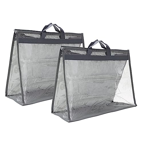PATIKIL Handbag Dust Bags, 2 Pack Clear Purse Storage Organizer XXL Size PVC Dustproof Handbag Cover Transparent Purse Protector, Gray - color: Gray, size: XXL