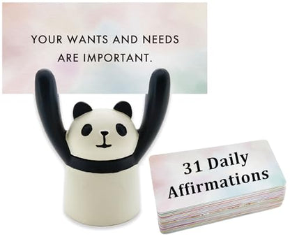 Affirmation Card Deck for Women with Animal Holder, 31 Positive Daily Cards for Self-Care & Mindfulness, Gift for Her, Sister, Daughter, Niece, Mental Health & Manifestation Support (Panda)