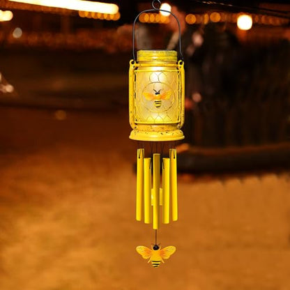 1 Pack Solar Bee Wind Chimes for Outside, Mother' s Day Gifts for Mom Women Grandma, Solar Mason Jar Wind Chime Light Unique Hanging Wind Chimes Outdoor, IP65 Waterproof for Yard Garden Terrace - size: 1 pack-bee jar wind chime
