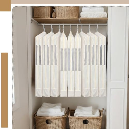 Aliceset 3 Pack Pure Cotton Garment Storage Bag for Hanging Clothes 24 x 61 Inch Breathable Garment Cover Canvas Suit Bags for Closet Storage Short Dresses Suits Gowns - size: 24 x 61 Inch