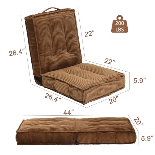 Adjustable Floor Chair with Back Support, 6-Position, Folding Japanese Meditation Tatami Chair, Comfy Gaming Chairs for Adults, Accent Sofa Reading Chairs, Living Room, Bedroom, Coffee - color: Coffee