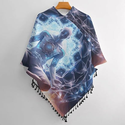 Meditation Energy Shawl Tassel Shawl Cape Vintage Cape Women's Shawl Poncho Knitted Cape Wrap Poncho