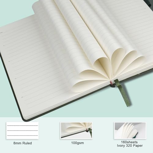 Lined Journal Notebook, (Dark Greed), 320 Pages, Medium 5.7 inches x 8.3 inches - 100 gsm Thick Paper, Hardcover