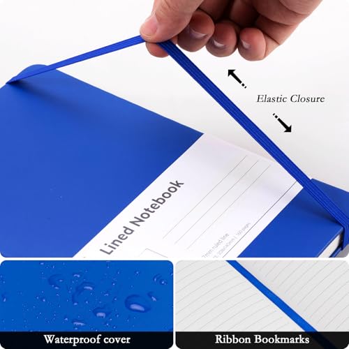 deli A5 Lined Journal Notebook, 160 Pages Hardcover Writing Notebook, 5.5"x8.2" College Ruled Notebook for Office, School, Work Notes (Blue) - color: blue