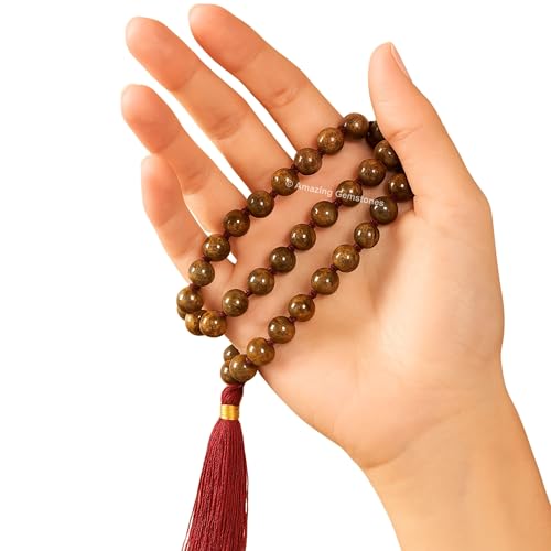 Amazing Gemstone Bronzite Mala Beads - 108 Prayer Beads for Meditation and Mindfulness Practice, Handcrafted Mala Beads with Natural Gemstones for Spiritual Healing and Relaxation (Knotted) - color: Bronzite, style: Knotted