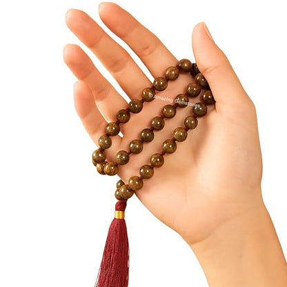 Amazing Gemstone Bronzite Mala Beads - 108 Prayer Beads for Meditation and Mindfulness Practice, Handcrafted Mala Beads with Natural Gemstones for Spiritual Healing and Relaxation (Knotted) - color: Bronzite, style: Knotted