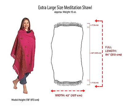 Exotic Vegan Meditation Shawl - Large Unisex Prayer Wrap, Oversize Scarf & Versatile Indian Style Blanket