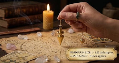 Cone with Round Ring Brass Metal Pendulum Healing dowsing Tool Reiki Meditation Divination Pendulum - color: Round Ring Brass Metal