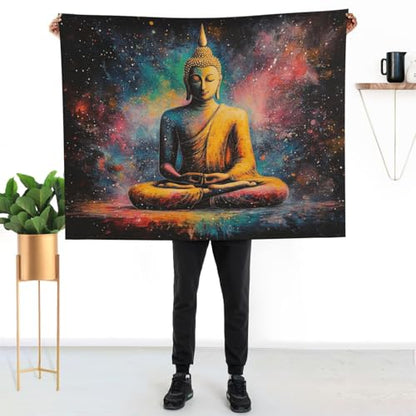 Meditating Monk Portrait Blanket,Double-Sided Fleece With Zen Artwork,Hypoallergenic & Lightweight,Perfect For Yoga Practitioners,Spiritual Gift,Suitable For Beds,Sofas And Offices 40x50 Inch