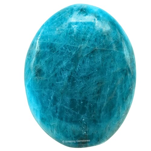 Amazing Gemstone Blue Apatite Crystals and Healing Stones - Palm Stone Crystals Piedra for Good Luck, Balanced Positive Energy, Meditation - Unique Stocking Stuffers and Birthday Gifts for Women, Men - color: Blue Apatite