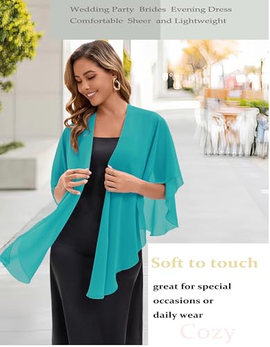 Baoqiya Chiffon Shawl Evening Scarf Shawls and Wraps for Women Wedding Party Bridal Scarves Cover Ups - color: Turquoise