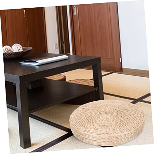 GLEAVI Natural Woven Japanese Style Cushion Round Meditation Seating Pad for Home Yoga Thickness for Floor Use Relaxation