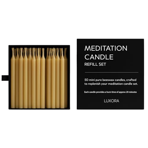 20 Minute Pure Beeswax Candles, Beeswax Meditation Candles, Refill Pack of 50 Mini Candles, Stress Releif Gifts for Women,Non Toxic Candle Made in Australia (Refill Pack 50pcs) - size: Refills (50pcs)