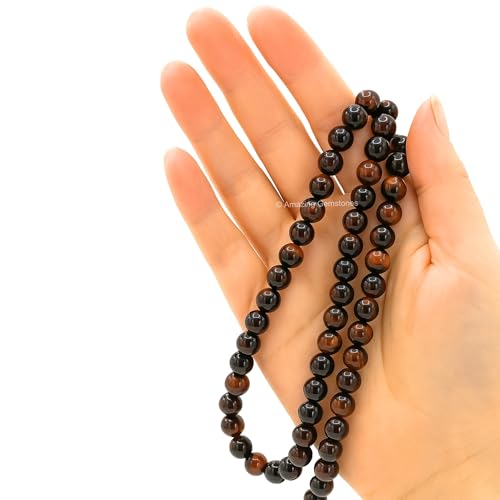 Amazing Gemstone Tiger Eye Mala Saadi - color: Red Tiger Eye, style: Plain