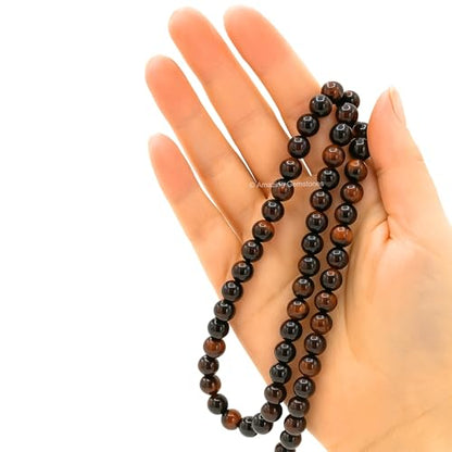 Amazing Gemstone Tiger Eye Mala Saadi - color: Red Tiger Eye, style: Plain