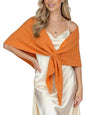 Shawl Wraps for Women Soft Lightweight Wool Blend Knit Triangle Scarf Cardigan Cape Topper for Spring Fall Winter - color: Orange