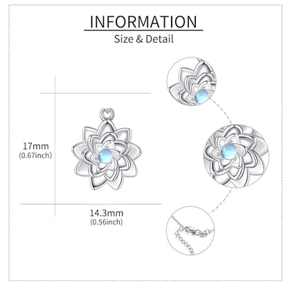 Hukkun Sterling Silver Lotus/Star Fidget Spinning Anxiety Relieving Necklace Jewelry Gift for Women - style: Spining Lotus Moonstone