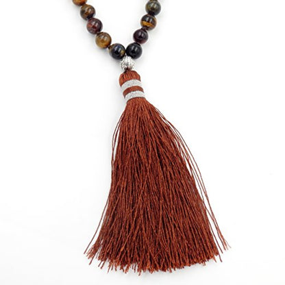 mala Beads Necklace for Women Man, mala Bracelet, Prayer Beads Necklace - color: mix-color tiger eyes stone