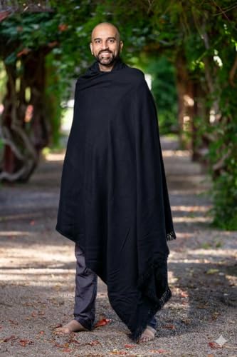 Meditation Shawl or Meditation Blanket, Shawl/Wrap, Oversize Scarf/Stole. Large. Unisex. - color: Black