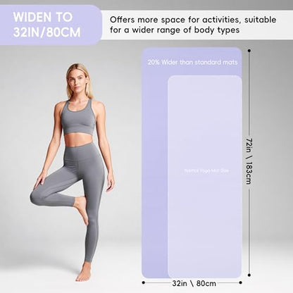 Extra Wide Yoga Mat 72" x 32", 6mm Non Slip TPE Exercise Mat with Carrying Strap, Large Workout Mat for Yoga, Pilates, Stretching, HIIT & Home Gym - color: Elegant Purple